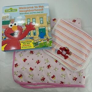 Vintage Y2K Sesame Street Elmo Reversible Blanket & Board Book Play Mat